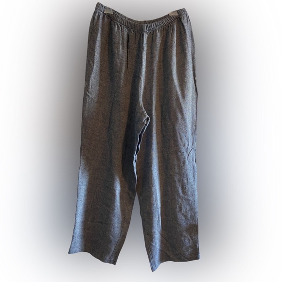 Eileen Fisher (2) Pc. Linen Blend V-neck Top Pants Set Slate Grey Size 1X - Picture 4 of 9